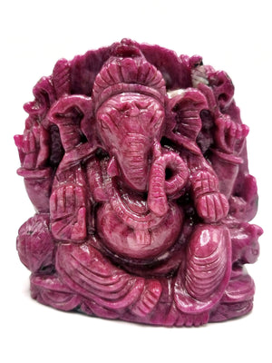 Ruby Handmade Carving of Ganesh - Lord Ganesha Idol | Figurine in Crystals and Gemstones - 3 inches and 1750 carats