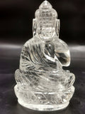 Clear Quartz/Clear Crystal Buddha - handmade carving of serene and meditating Lord Buddha - crystal/reiki/healing - 3.5 inches and 170 gms