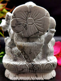 Saraswati carving in howlite stone - Goddess of Learning idol/statue/murti in gemstones and crystals - 3.5 in and 410 gm (0.90 lb)