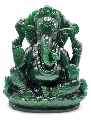 Ganesh statue in Dark Green Aventurine Handmade - Lord Ganesha Idol in Crystals/Gemstone - Reiki/Chakra/Healing -7 in and 2.09 kg (4.60 lb)