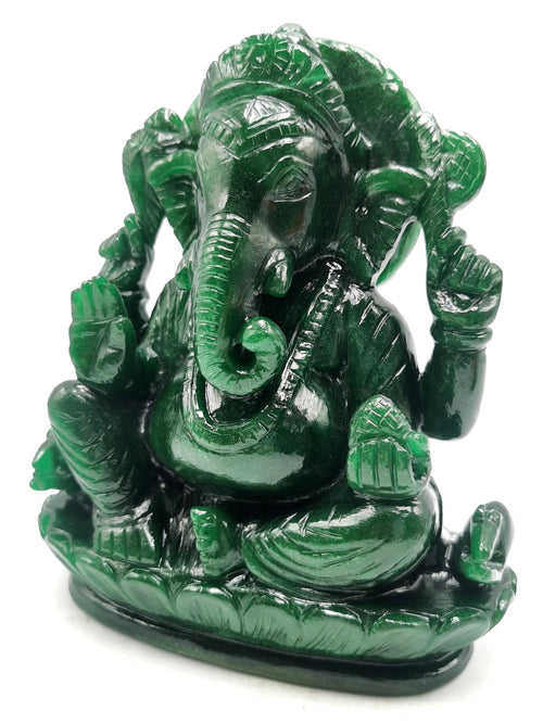 Ganesh statue in Dark Green Aventurine Handmade - Lord Ganesha Idol in Crystals/Gemstone - Reiki/Chakra/Healing -7 in and 2.09 kg (4.60 lb)