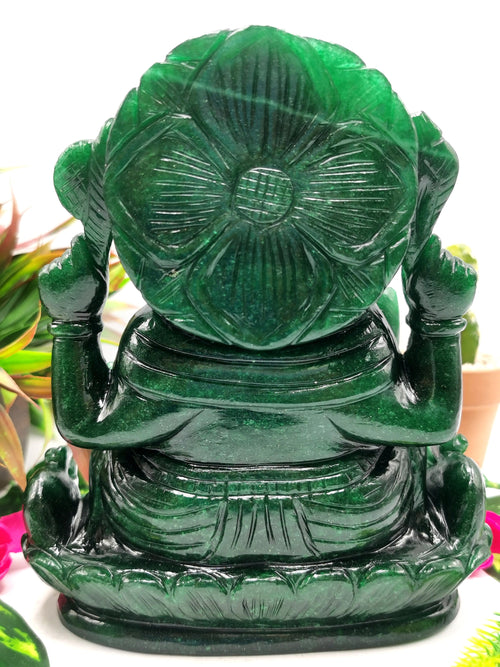 Ganesh statue in Dark Green Aventurine Handmade - Lord Ganesha Idol in Crystals/Gemstone - Reiki/Chakra/Healing -7 in and 2.09 kg (4.60 lb)