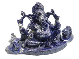 Lapis Lazuli Handmade Carving of Ganesh - Lord Ganesha Idol |Sculpture in Crystals/Gemstones - Reiki/Chakra/Healing - 5 inches and 2.01 kgs