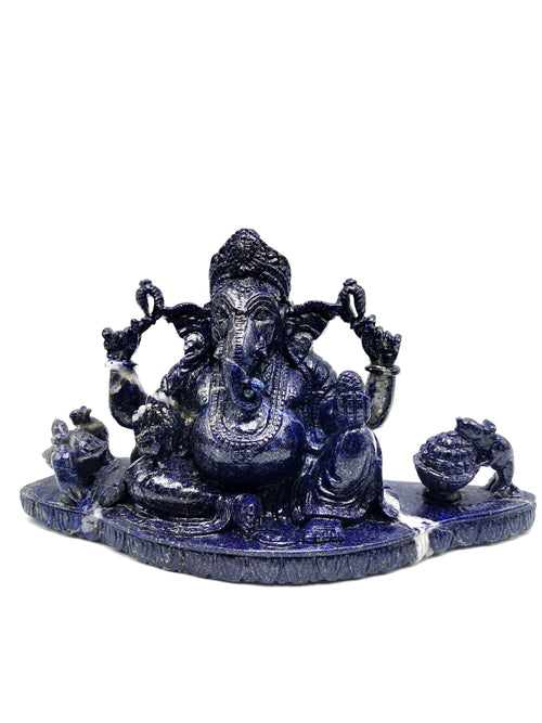Lapis Lazuli Handmade Carving of Ganesh - Lord Ganesha Idol |Sculpture in Crystals/Gemstones - Reiki/Chakra/Healing - 5 inches and 2.01 kgs