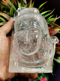 Shiva Head/Bust in Clear Quartz Carving - Lord Shivshankar in crystals and gemstones |Reiki/Chakra/Healing - 5 in and 845 gms (1.86 lb)