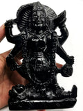 Mata Kaali statue/carving in black obsidian - Goddess Kali idol/murti in gemstones and crystals - 6 inches and 550 gms (1.21 lb)