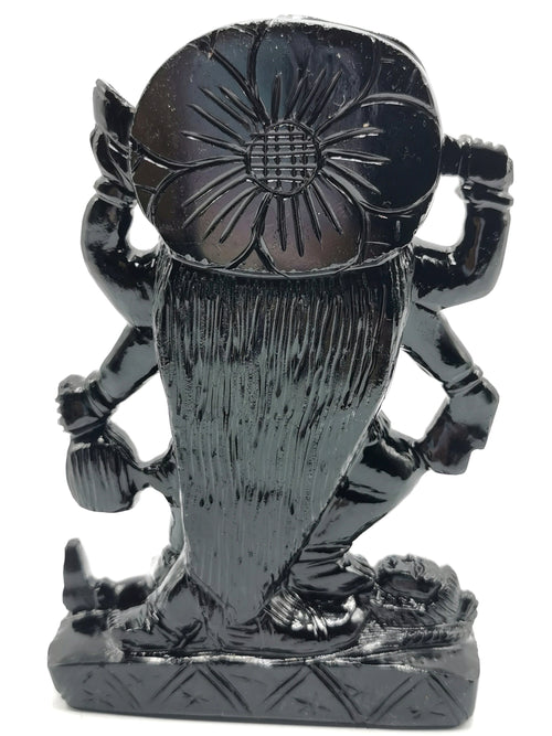 Mata Kaali statue/carving in black obsidian - Goddess Kali idol/murti in gemstones and crystals - 6 inches and 550 gms (1.21 lb)