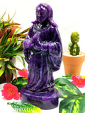 Mother Mary beautiful carving in natural lepidolite stone | hand carved in gemstones | crystal/reiki - 7.5 inches and 1.02 kgs (2.24 lb)