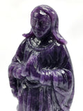 Mother Mary beautiful carving in natural lepidolite stone | hand carved in gemstones | crystal/reiki - 7.5 inches and 1.02 kgs (2.24 lb)