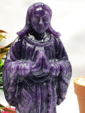 Mother Mary beautiful carving in natural lepidolite stone | hand carved in gemstones | crystal/reiki - 7.5 inches and 1.02 kgs (2.24 lb)