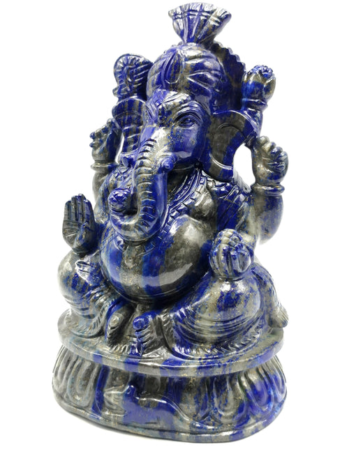 Ganesh with Pagdi in Lapis Lazuli - Lord Ganesha Idol |Sculpture in Crystals/Gemstones - Reiki/Chakra - 6.5 inches and 1.83 kgs