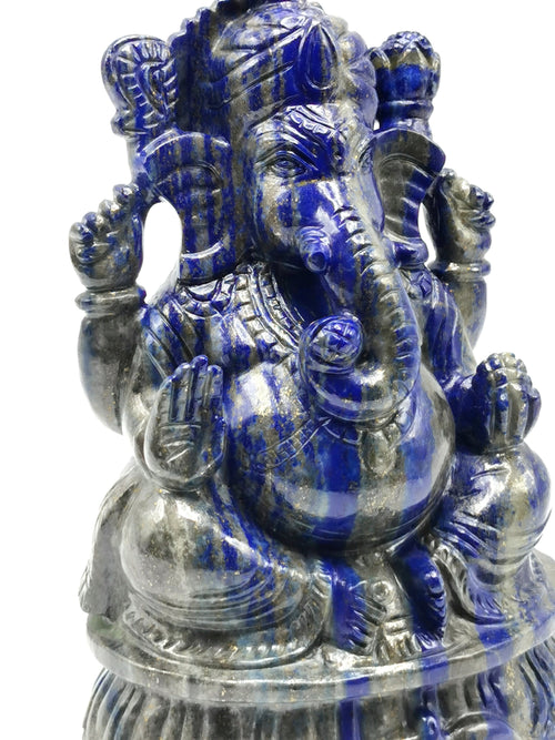 Ganesh with Pagdi in Lapis Lazuli - Lord Ganesha Idol |Sculpture in Crystals/Gemstones - Reiki/Chakra - 6.5 inches and 1.83 kgs