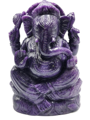 Ganesh Lepidolite Handmade Carving - Lord Ganesha Idol in Crystals and Gemstones - 7 inch and 2.31 kg (5.08 lb)