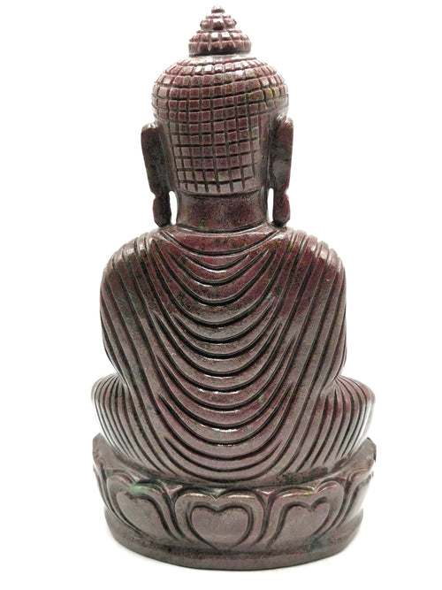 Ruby Kyanite Buddha - handmade carving of serene and meditating Lord Buddha - crystal/reiki/healing - 10.5 inches and 4.72 kg (10.38 lb)
