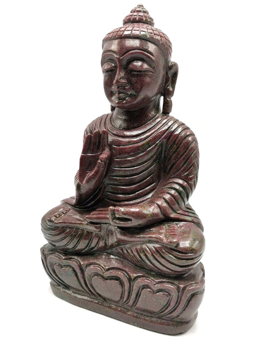 Ruby Kyanite Buddha - handmade carving of serene and meditating Lord Buddha - crystal/reiki/healing - 10.5 inches and 4.72 kg (10.38 lb)