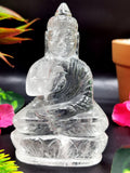 Clear Quartz/Clear Crystal Buddha - handmade carving of serene and meditating Lord Buddha - crystal/reiki/healing - 3.5 inches and 172 gms
