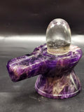 Breathtaking natural Amethyst and Clear Quartz Lingam/Shivling - Energy/Reiki/Crystal Healing - 3 inches length and 205 gms (0.45 lb)