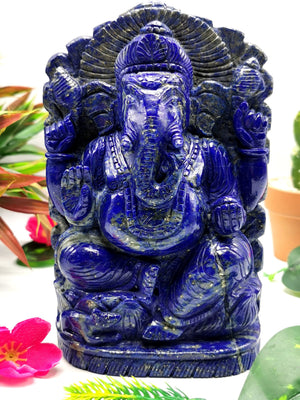 Lapis Lazuli Handmade Carving of Ganesh - Lord Ganesha Idol |Sculpture in Crystals/Gemstones - Reiki/Chakra/Healing - 7 inches and 1.98 kgs