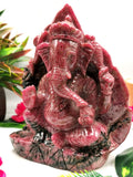 Rhodonite Handmade Carving of Ganesh - Lord Ganesha Idol | Sculpture in Crystals/Gemstones - Reiki/Chakra/Healing - 7 inches and 2.55 kgs