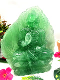 Green Fluorite Buddha - handmade carving of serene and meditating Lord Buddha - crystal/reiki/healing - 8.2 inches and 3.15 kgs (6.93 lb)