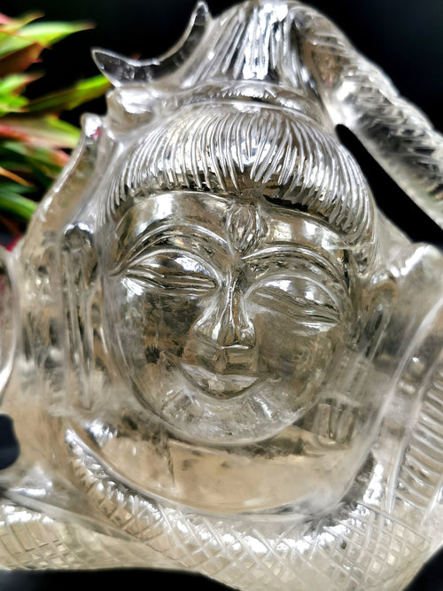 Shiva Head/Bust in Clear Quartz Carving - Lord Shivshankar in crystals and gemstones |Reiki/Chakra/Healing - 8 in and 2.6 kgs (5.72 lb)