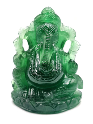 Green Fluorite Handmade Carving of Ganesh - Lord Ganesha Idol/Sculpture in Crystals and Gemstones - Reiki/Chakra - 5.5 inch and 1.43 kg