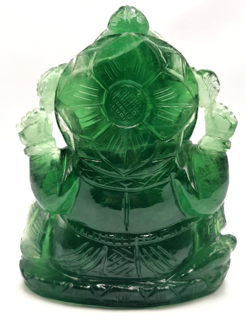 Green Fluorite Handmade Carving of Ganesh - Lord Ganesha Idol/Sculpture in Crystals and Gemstones - Reiki/Chakra - 5.5 inch and 1.43 kg