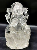 Lakshmi statue in clear quartz (spathik) - Goddess Laxmi carving 5 inches and 690 gms (1.52 lb) - home decor figurine - ONE STATUE ONLY