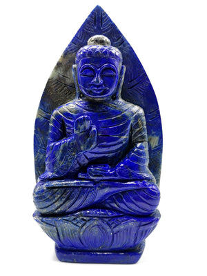 Lapis Lazuli Buddha - handmade carving of serene and meditating Lord Buddha in crystal - reiki/healing - 8 inches and 1.23 kgs (2.71 lb)