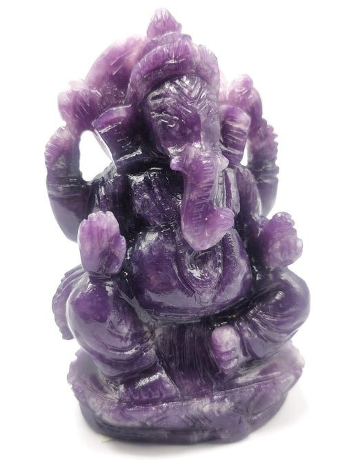 Lepidolite Handmade Carving of Ganesh - Lord Ganesha Idol in Crystals and Gemstones - Reiki/Chakra/Healing - 4 inch and 0.37 kg (0.81 lb)