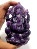 Lepidolite Handmade Carving of Ganesh - Lord Ganesha Idol in Crystals and Gemstones - Reiki/Chakra/Healing - 4 inch and 0.37 kg (0.81 lb)