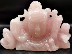 Shiva Head in Rose Quartz Carving - Lord Shivshankar in crystals and gemstones | Reiki/Chakra/Healing/Energy - 7.5 in and 1.99 kg (4.38 lb)