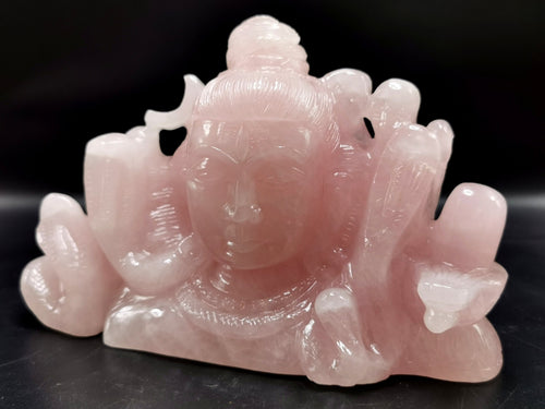 Shiva Head in Rose Quartz Carving - Lord Shivshankar in crystals and gemstones | Reiki/Chakra/Healing/Energy - 7.5 in and 1.99 kg (4.38 lb)