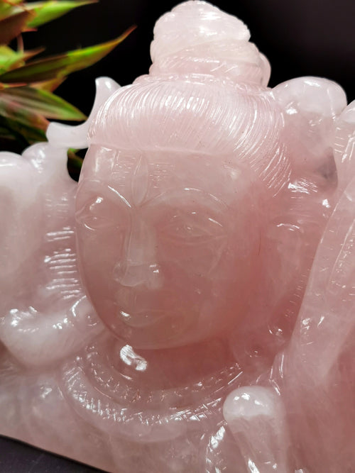 Shiva Head in Rose Quartz Carving - Lord Shivshankar in crystals and gemstones | Reiki/Chakra/Healing/Energy - 7.5 in and 1.99 kg (4.38 lb)