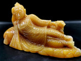 Yellow Calcite Buddha in parinirvana position - handmade carving of serene Lord Buddha - crystal/reiki/healing - 9 inches and 2.2 kgs