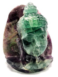 Multicolor Fluorite Buddha head - handmade carving of serene and meditating Lord Buddha face -crystal/reiki - 5 inches and 1.13 kg (2.49 lb)