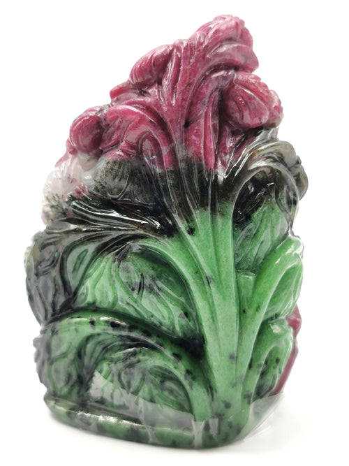 Ruby Ziosite Handmade Carving of Ganesh - Lord Ganesha Idol | Figurine in Crystals and Gemstones - 3.2 inches and 1290 carats