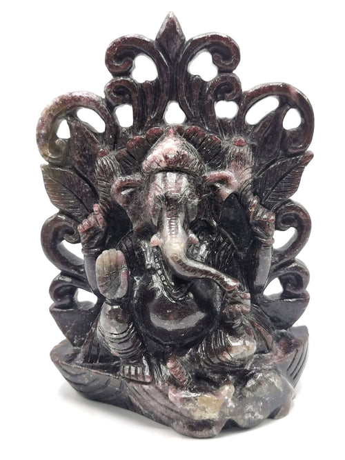 Lepidolite Handmade Carving of Ganesh - Lord Ganesha Idol in Crystals and Gemstones - Reiki/Chakra/Healing - 8 inch and 1.77 kg (3.89 lb)