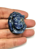 Miniature Shiva Head carving in Blue Sapphire - Lord Shivshankar in crystals and gemstones |Reiki/Chakra/Healing - 1.3 in and 190 carats