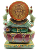 Majestic Green Aventurine Handmade Carving of Ganesh - Handpainted Lord Ganesha Idol in Crystals and Gemstones - Reiki - 14 inch and 13.5 kg