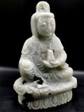 Moonstone Guanyin - handmade carving of Kwan Yin in sitting posture - crystal/reiki/healing - 6.5 inches and 1.21 kg (2.66 lb)