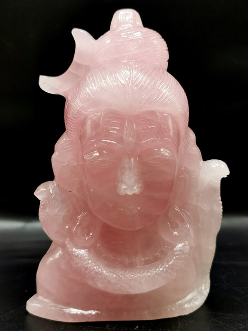 Shiva Head in Rose Quartz Carving - Lord Shivshankar in crystals and gemstones | Reiki/Chakra/Healing/Energy - 6 inch and 1.1 kg (2.42 lb)