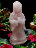 Mother Mary beautiful carving in natural rose quartz stone | hand carved in gemstones | crystal/reiki - 7.5 inches and 1.07 kgs (2.35 lb)