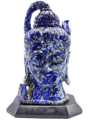 Shiva Head in Lapis Lazuli Carving - Lord Shivshankar in crystals and gemstones |Reiki/Chakra/Healing -6.5 in and 1.29 kg (2.84 lb)