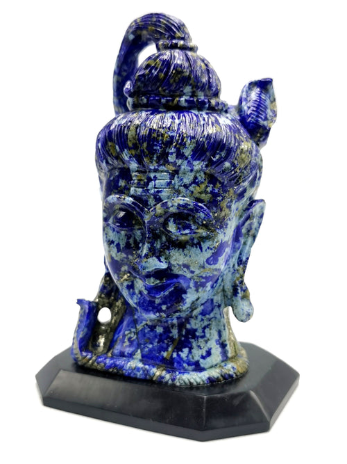Shiva Head in Lapis Lazuli Carving - Lord Shivshankar in crystals and gemstones |Reiki/Chakra/Healing -6.5 in and 1.29 kg (2.84 lb)