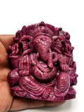 Ruby Handmade Carving of Ganesh - Lord Ganesha Idol | Figurine in Crystals and Gemstones - 3 inches and 1750 carats