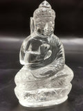 Clear Quartz/Clear Crystal Buddha - handmade carving of serene and meditating Lord Buddha - crystal/reiki/healing - 3.5 inches and 170 gms