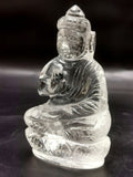 Clear Quartz/Clear Crystal Buddha - handmade carving of serene and meditating Lord Buddha - crystal/reiki/healing - 3.5 inches and 170 gms