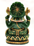 Green Aventurine Handmade Carving of Ganesh - Handpainted Lord Ganesha Idol in Crystals and Gemstones - Reiki/Chakra - 7 inch and 1.69 kg