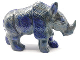 Beautifully hand carved rhinoceros carving on natural lapis lazuli stone - reiki/energy/chakra - 6 inches long and 755 gms (1.66 lb)